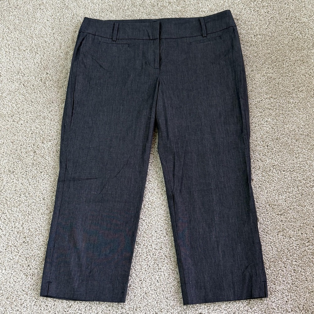 LOFT Original Crop Pants Womens 8P Blue Denim Straight Stretch Workwear Office